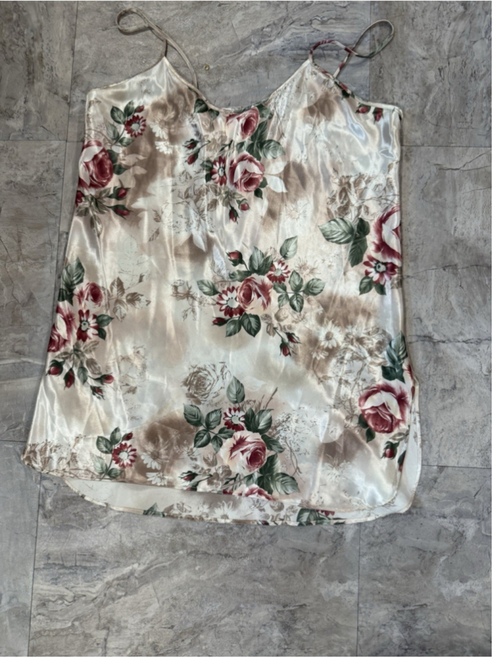 California Dynasty Slip Dress Womens L Pink Floral Dainty Vintage Lingerie USA